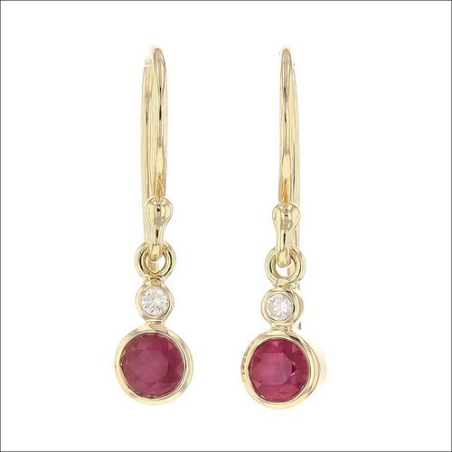 Ruby Diamond Dangle Earrings 18KY - JewelsmithEarrings
