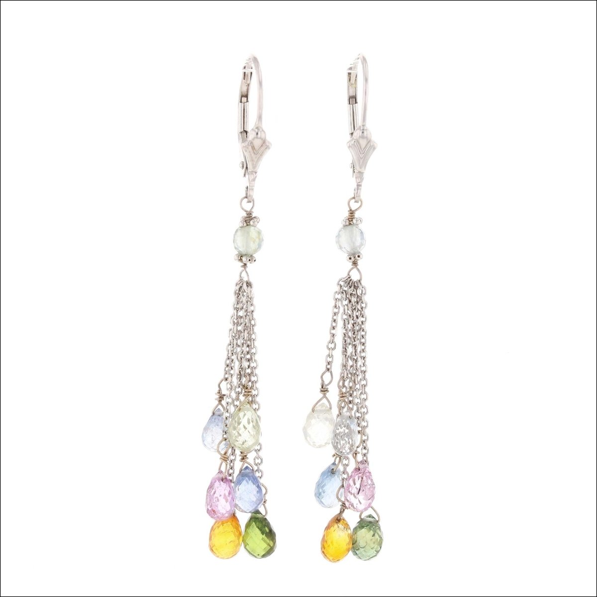 Sapphire Briolette Cluster Earrings 14KW - JewelsmithEarrings