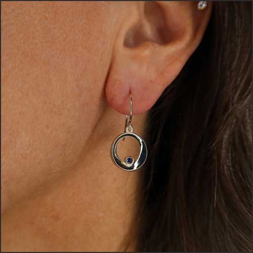 Sapphire Circle "Shapes" Earrings Sterling Silver 18KY - JewelsmithEarrings