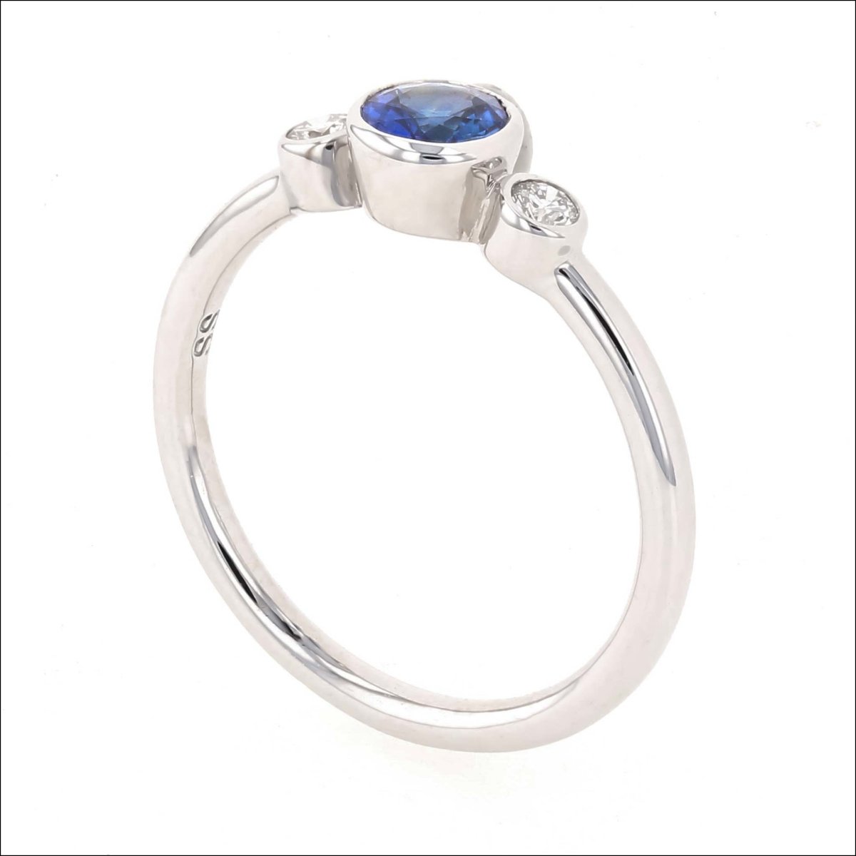 Sapphire Diamond Bezel Ring 18KW - JewelsmithRings