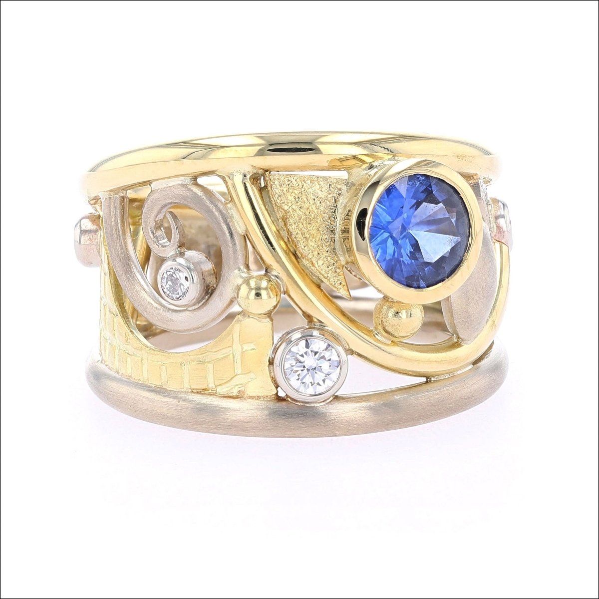 Sapphire Diamond "Parts" Ring 14KW 18KY - JewelsmithRings