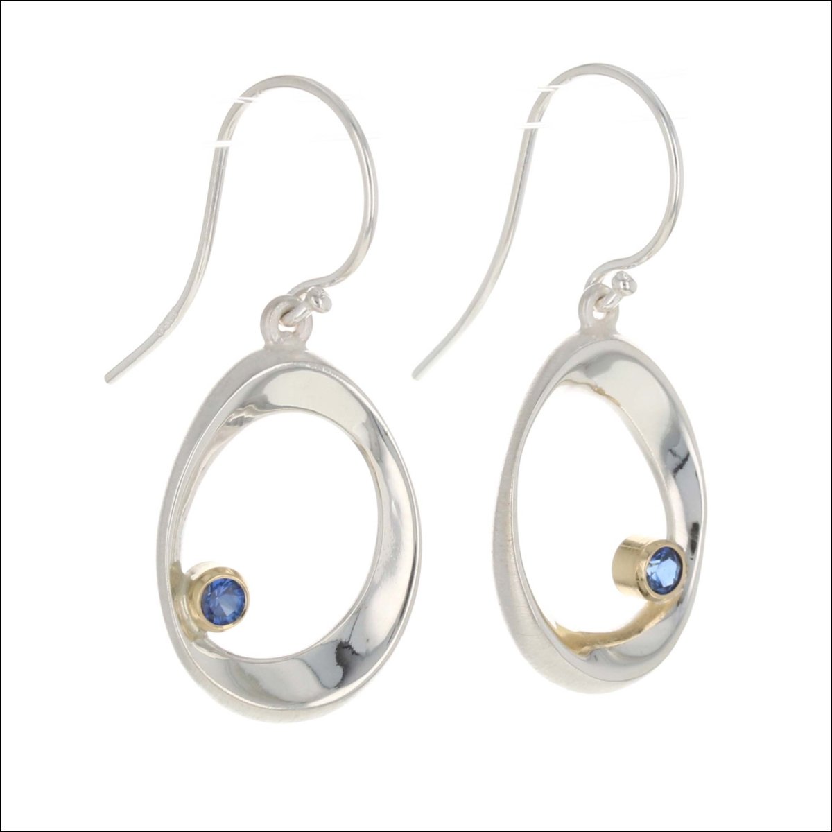 Sapphire Oval "Shapes" Earrings Sterling Silver 18KY - JewelsmithEarrings