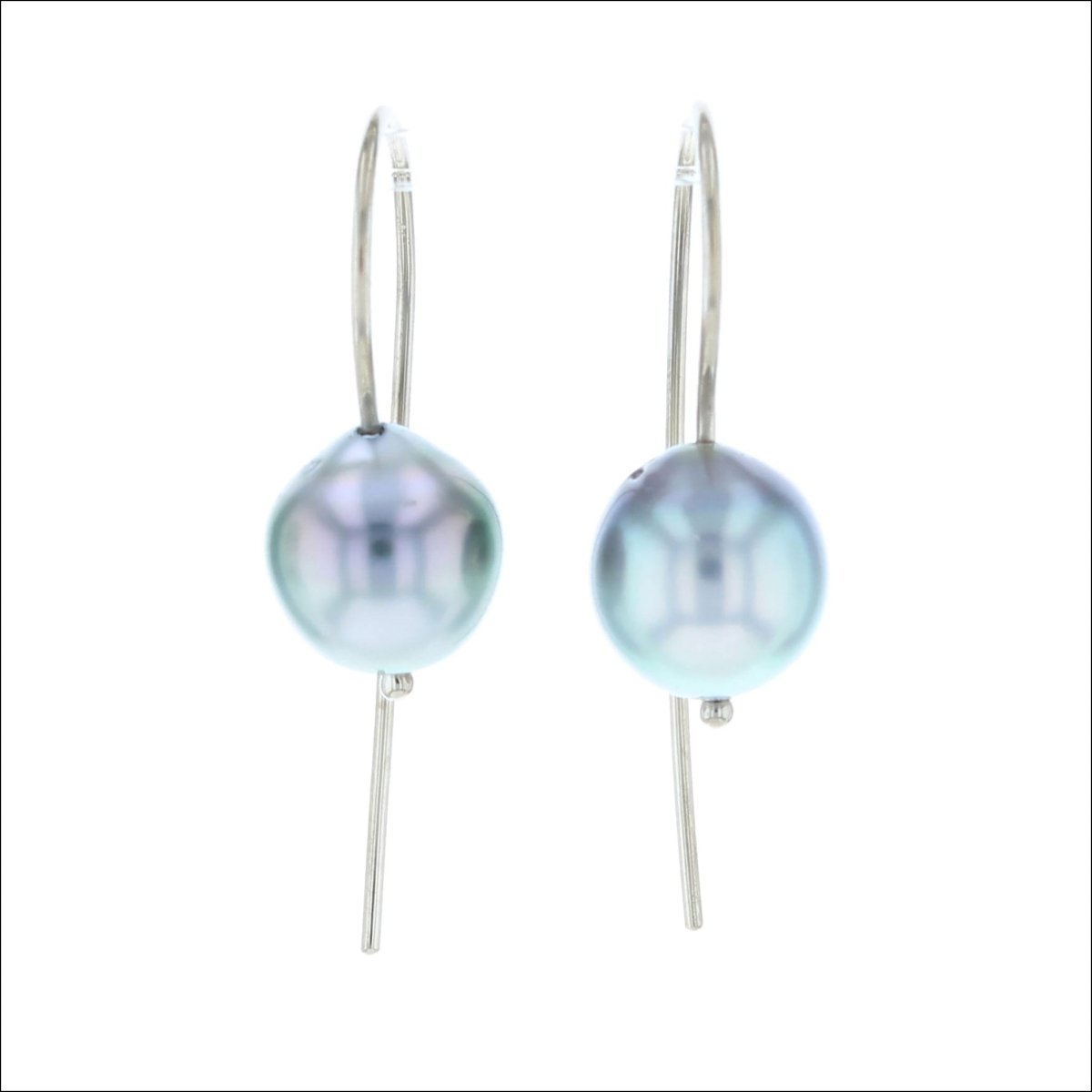 Silver Gray Tahitian Pearl Wire Earrings 14KW - JewelsmithEarrings
