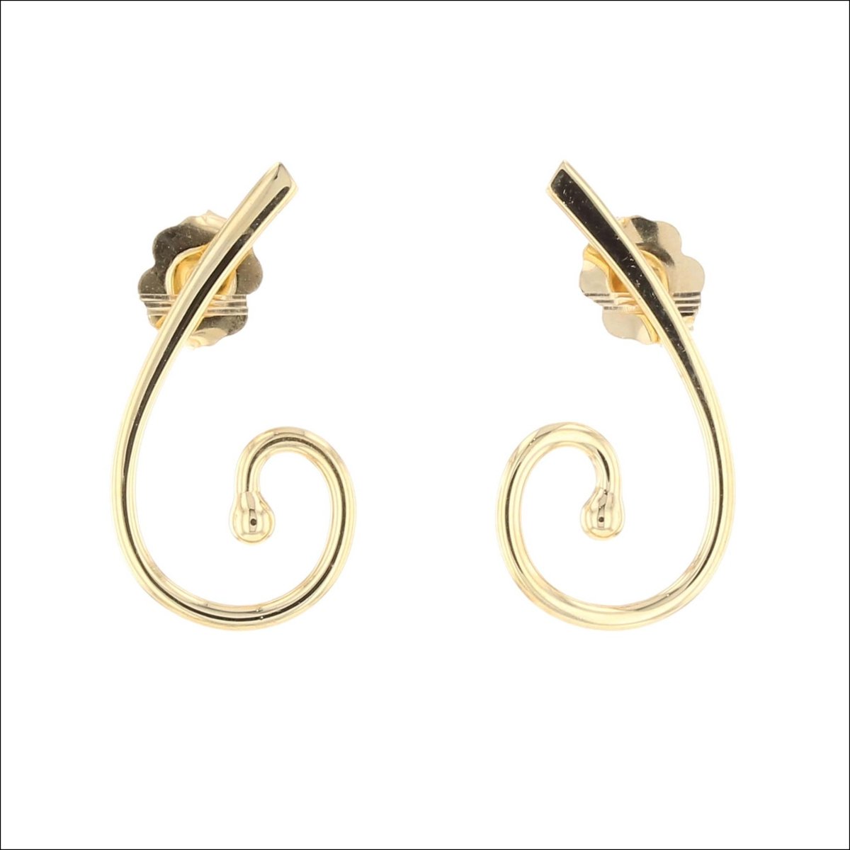 Swirl Stud Drop Earrings 18KY (Consignment) - JewelsmithEarrings