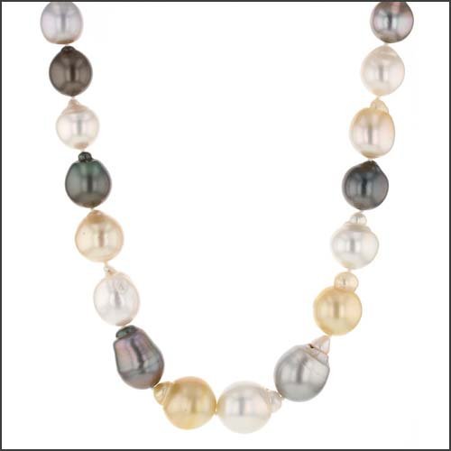 Tahitian and South Sea Pearl Strand Necklace 18" 14KY - JewelsmithNecklaces