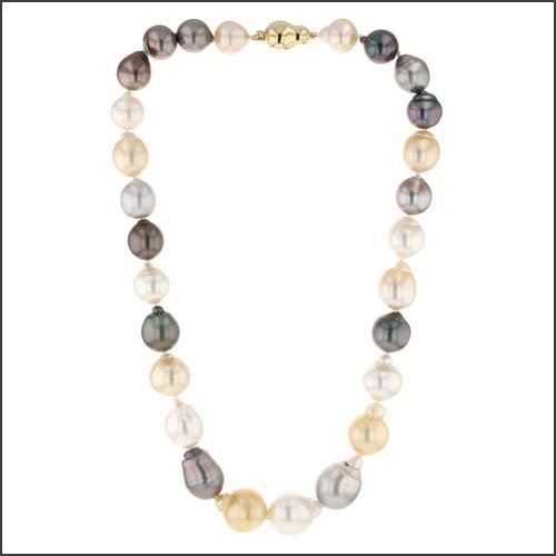 Tahitian and South Sea Pearl Strand Necklace 18 14ky