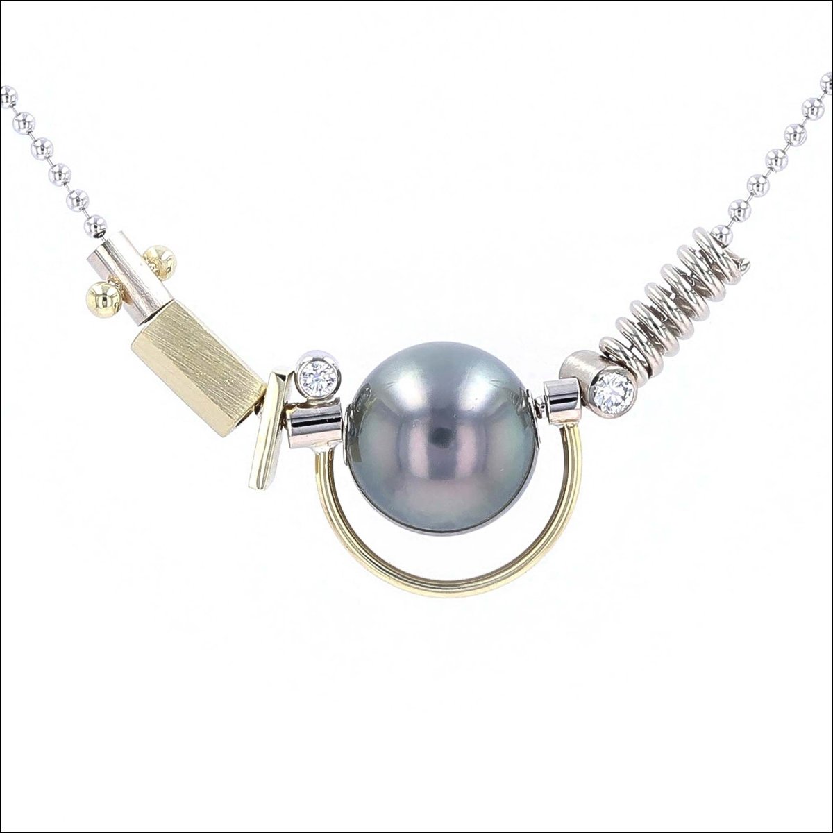 Tahitian Pearl Diamond "Parts" Necklace 18KY 14KW - JewelsmithNecklaces