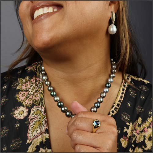 Tahitian Pearl Multi Colored Strand 14KW 18KY 19" - JewelsmithNecklaces