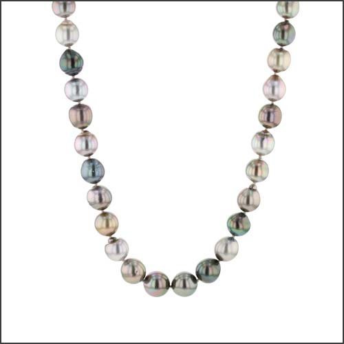 Tahitian Pearl Multi Colored Strand 14KW 18KY 19" - JewelsmithNecklaces