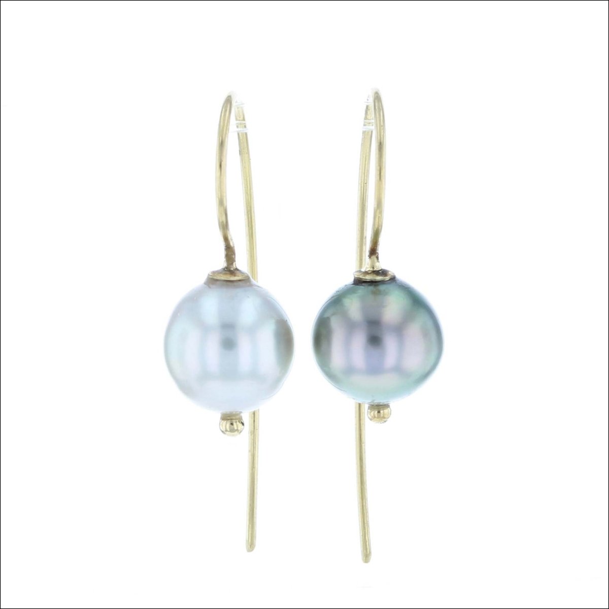 Tahitian Pearl Wire Earrings 18KY - JewelsmithEarrings