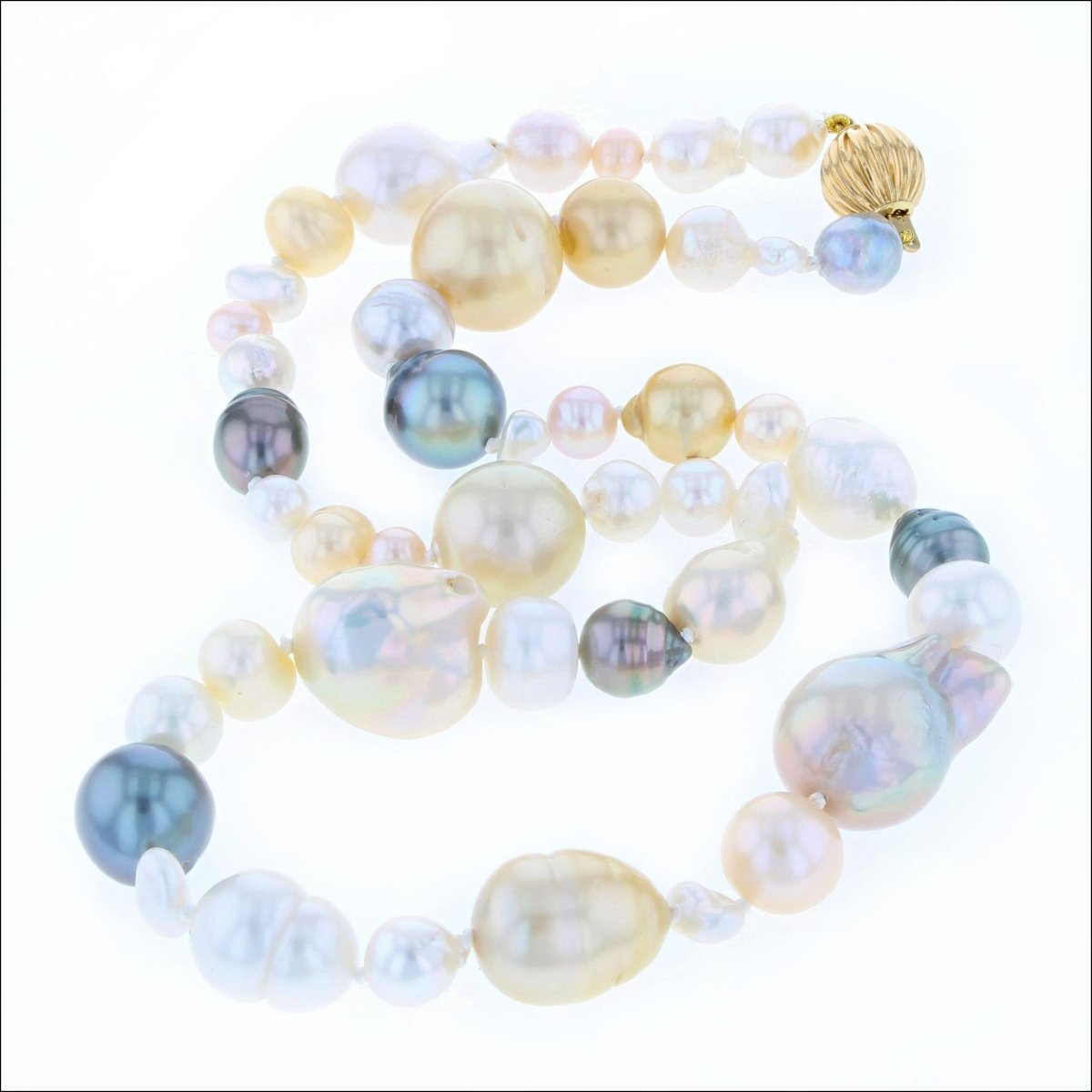 Tahitian South Sea and Freshwater Pearl Multi-Colored Strand 18KY 18" - JewelsmithNecklaces