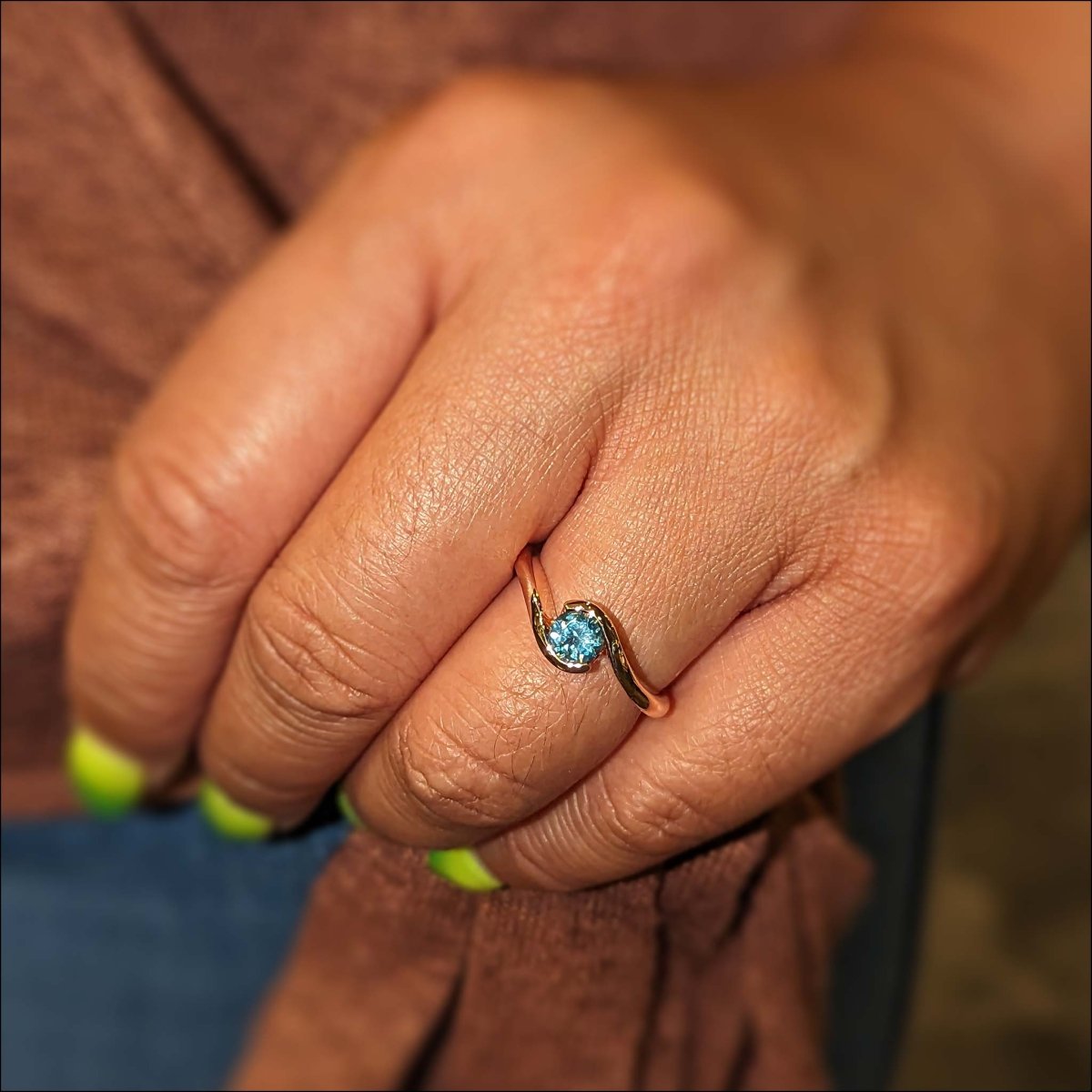 Teal Montana Sapphire Bypass Ring 14K Rose - JewelsmithEngagement Rings