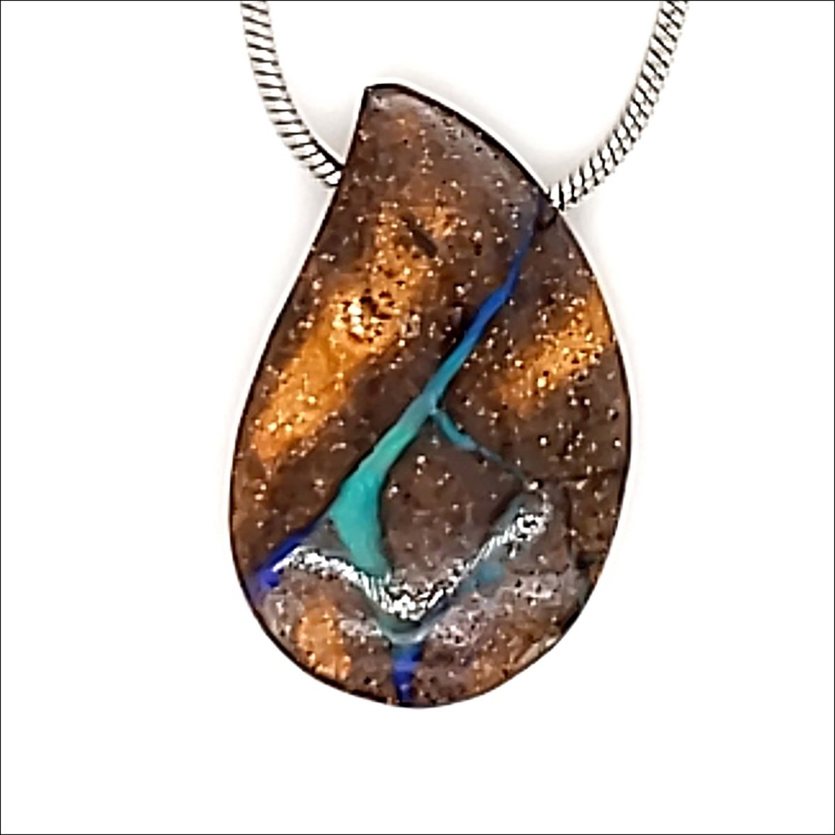 Tear Drop Shaped Boulder Opal Slide Pendant 13.72ct - JewelsmithPendants