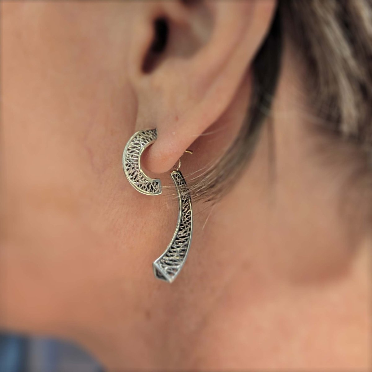 Textured Front and Back Earrings Sterling Silver Entry #2 - JewelsmithEarrings