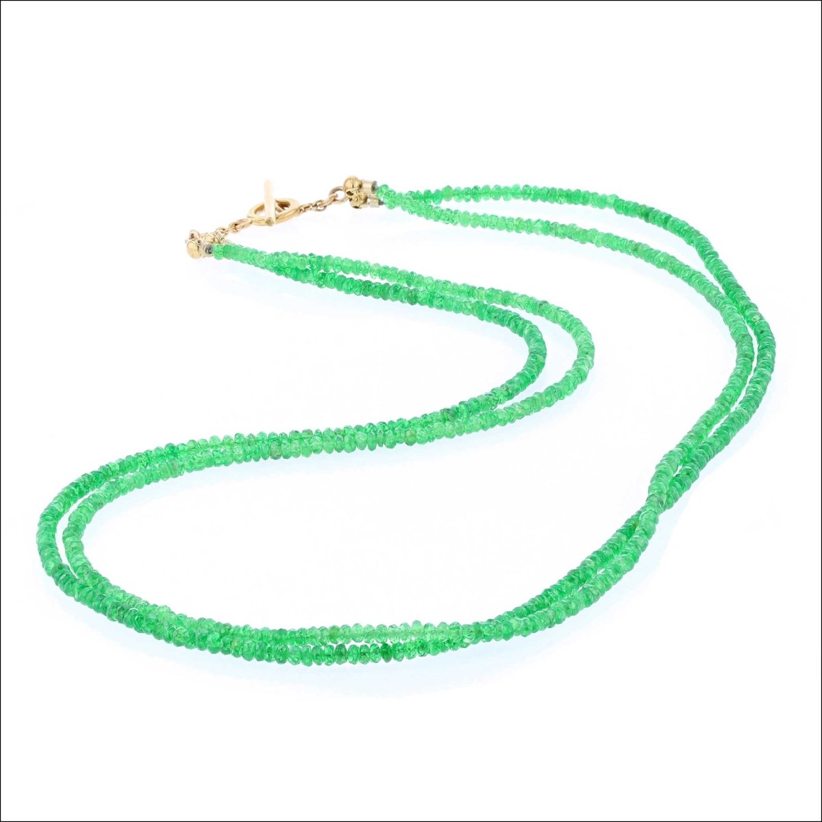 Tsavorite Garnet Bead Double Strand Necklace 17.5" 18KY (Consignment) - JewelsmithNecklaces