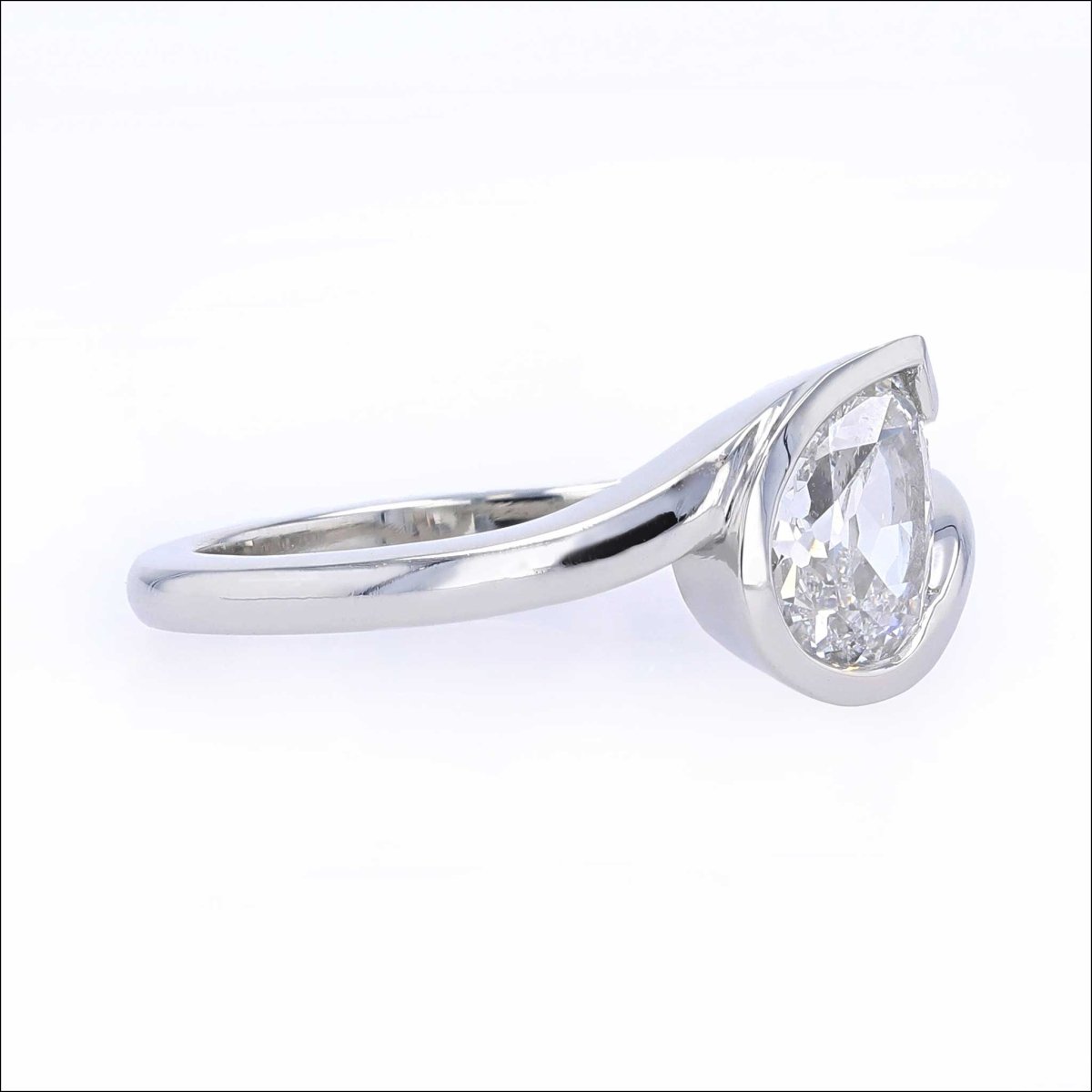 Vintage Pear-Shaped Diamond Angled Bypass Engagement Ring Platinum - JewelsmithEngagement Rings
