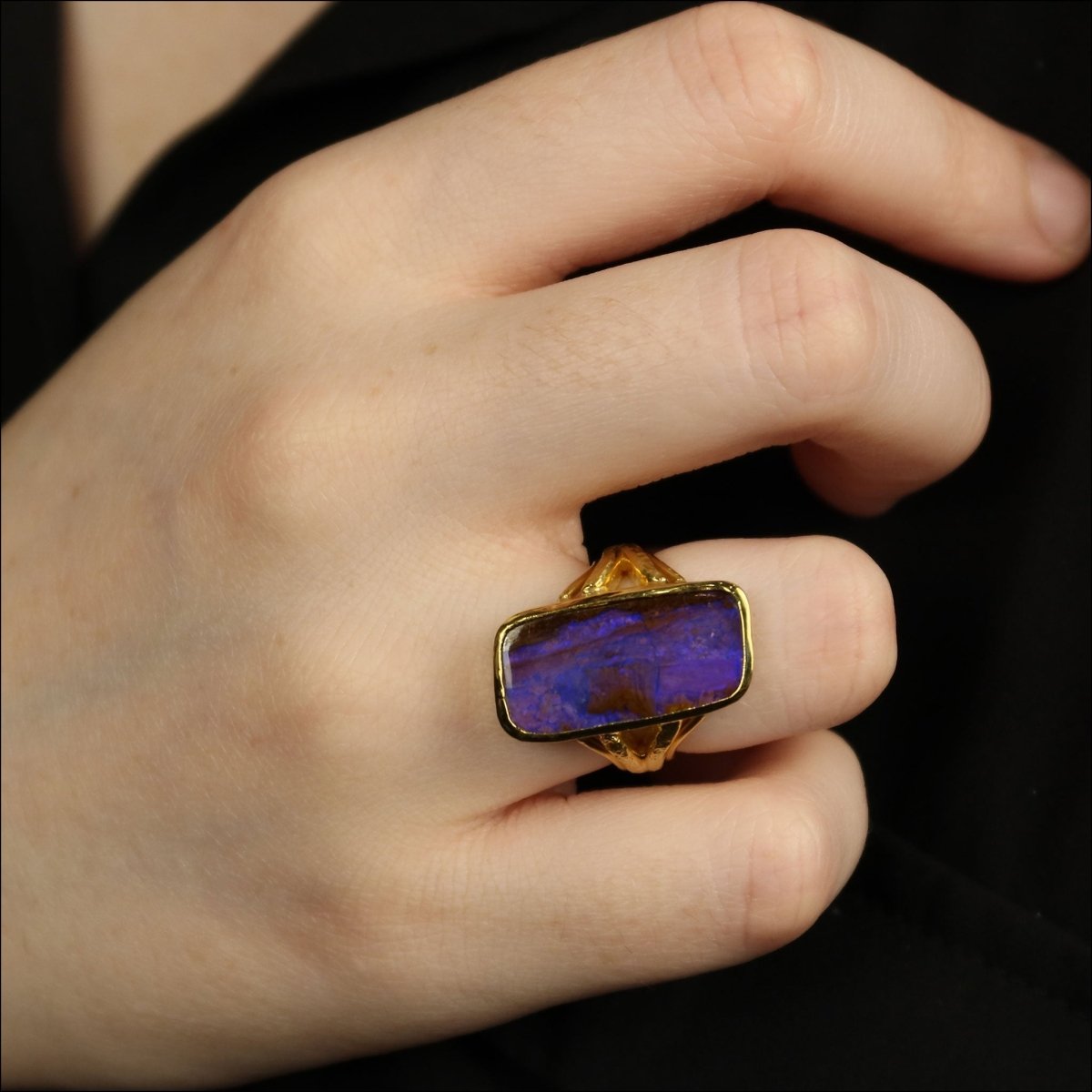 Violet Boulder Opal Ring 22KY - JewelsmithRings