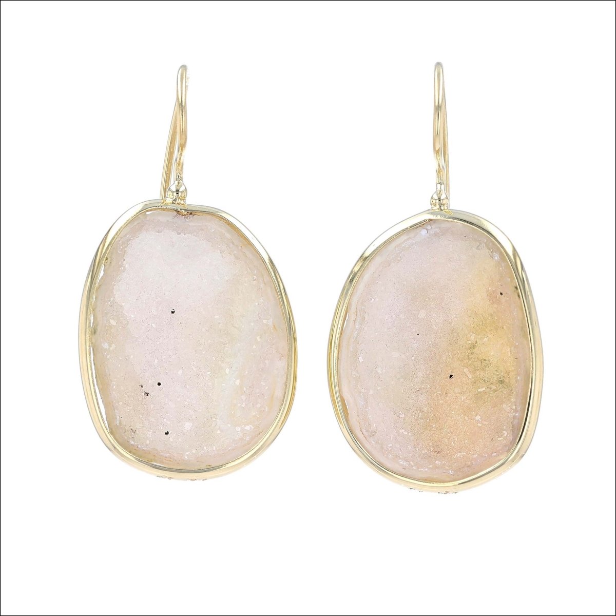 White Druzy Baby Geode Earrings 18KY - JewelsmithEarrings