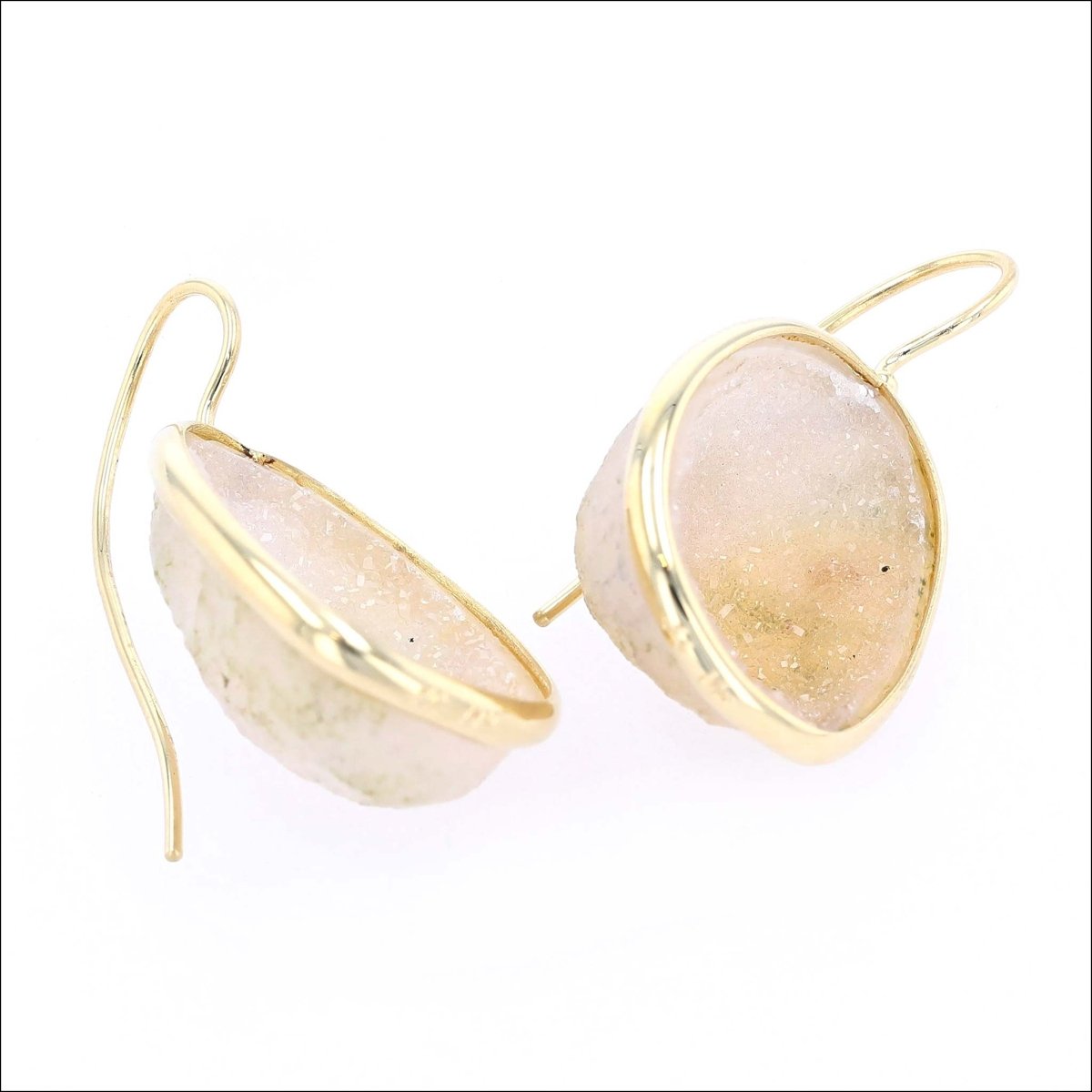 White Druzy Baby Geode Earrings 18KY - JewelsmithEarrings